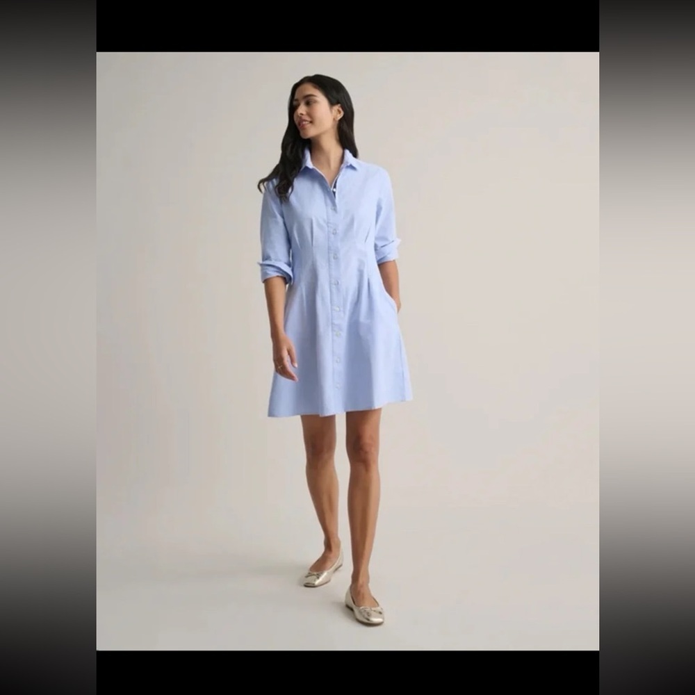 Untuckit Cotton Oxford Jules Shirt Dress in Light Blue
 size 12 - Picture 4 of 12